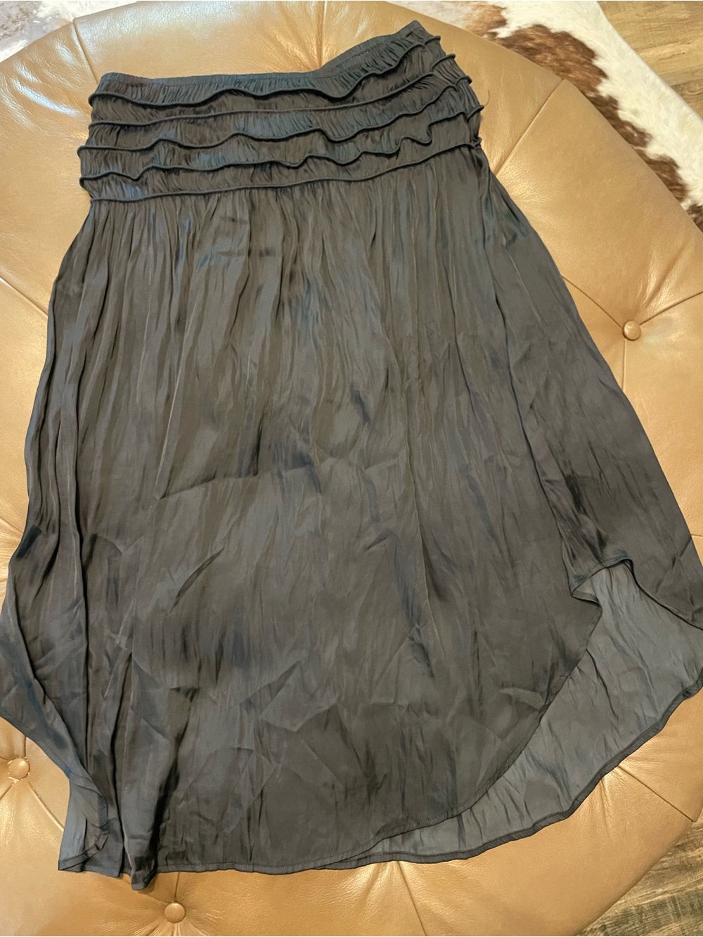 Ulla Johnson Black High-Low Ruffled Chiffon Skirt